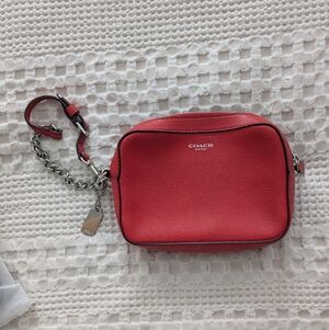 Coach Vibrant Red Leather Wristlet Bag